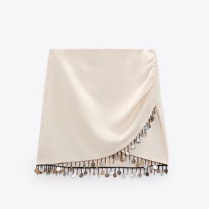 Beaded Linen Blend Skirt